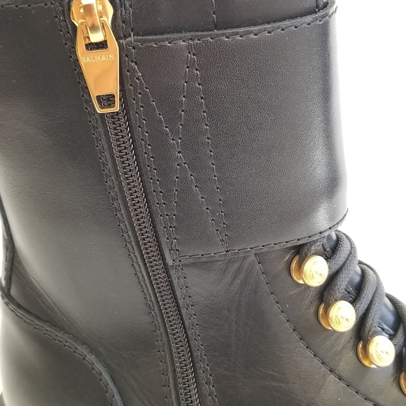 Balmain Ranger Army Leather Combat Boots Black Size 38.5 - Picture 9 of 11